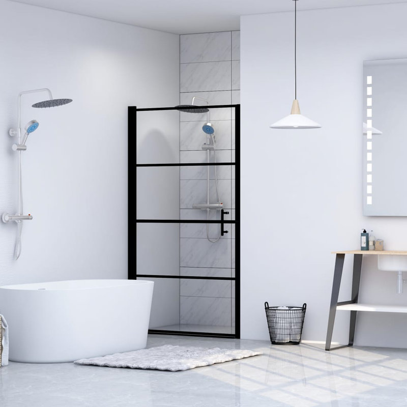 Kalmin Pivot Framed Shower Door with Clear Glass, 195cm H x 91cm W