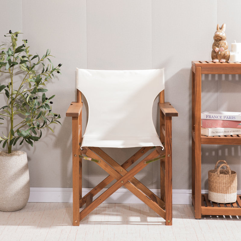 Chaise de réalisateur pliante en bois massif, Frame Natural Wood - Seat Colour Cream