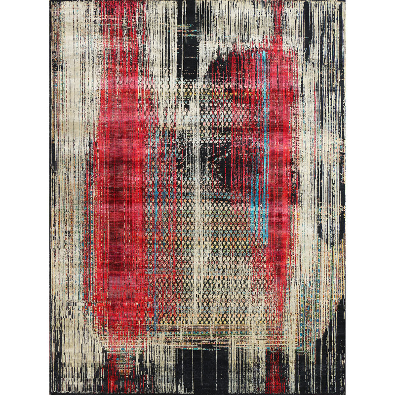 Handmade Silk and Wool Area Rug, Rectangle 9' x 12'