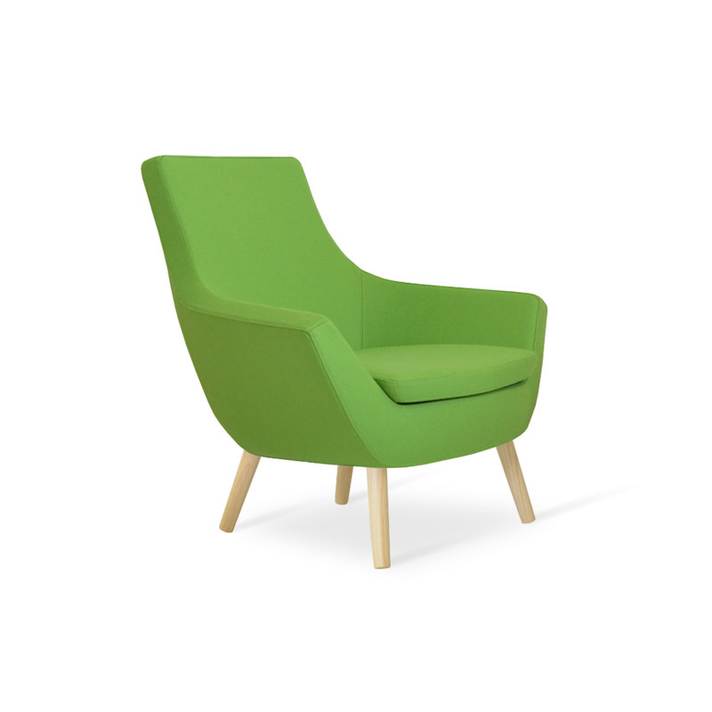 Rebecca Wood Lounge Chair in Wool, Dark Grey, Natural