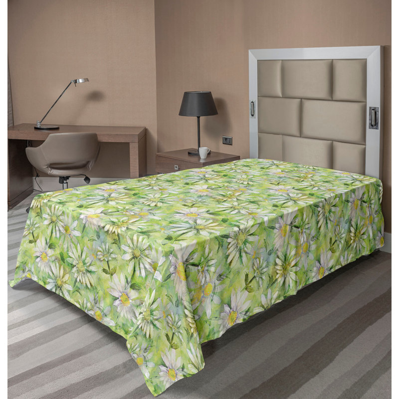 Drap plat Ambesonne Daisy, Drap plat pour lit simple