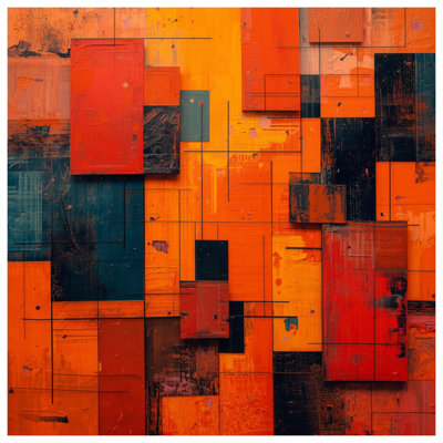 Housses de couette orange à blocs géométriques rouges