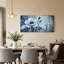 Tableau sur toile représentant des fleurs bleu pâle parsemées de touches dorées sur fond d'ardoise-1245628819
