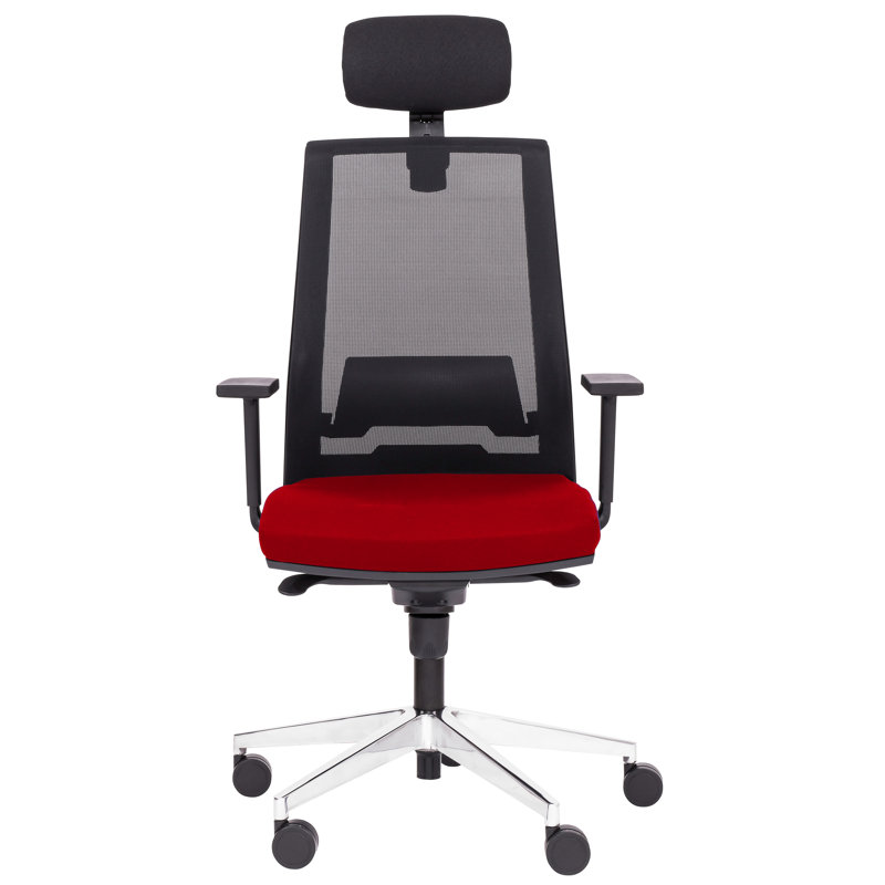 Office Chair with Headrest, Red, Adjustable Armrests