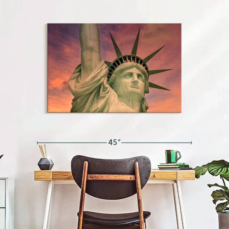 Statue de la liberté au coucher du soleil, Lynelle NYC, H 26 po x l 39 po