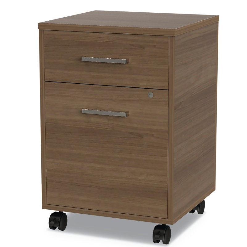 Natural Walnut Mobile 2-Drawer Lockable File Pedestal