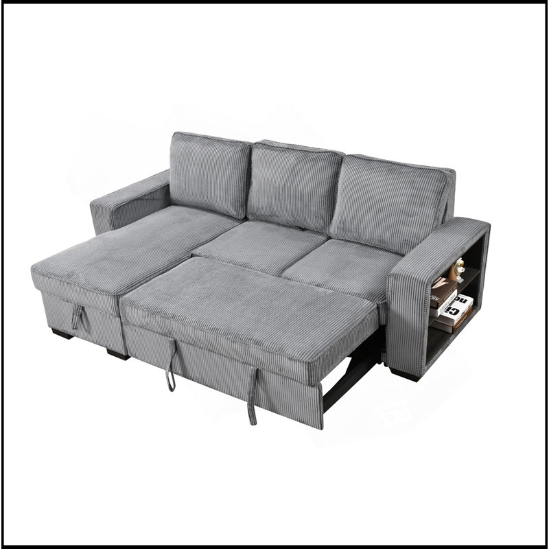 Canapé-lit modulaire convertible en L avec canapé-lit moderne avec méridienne de rangement, port USB et porte-gobelet pour le salon