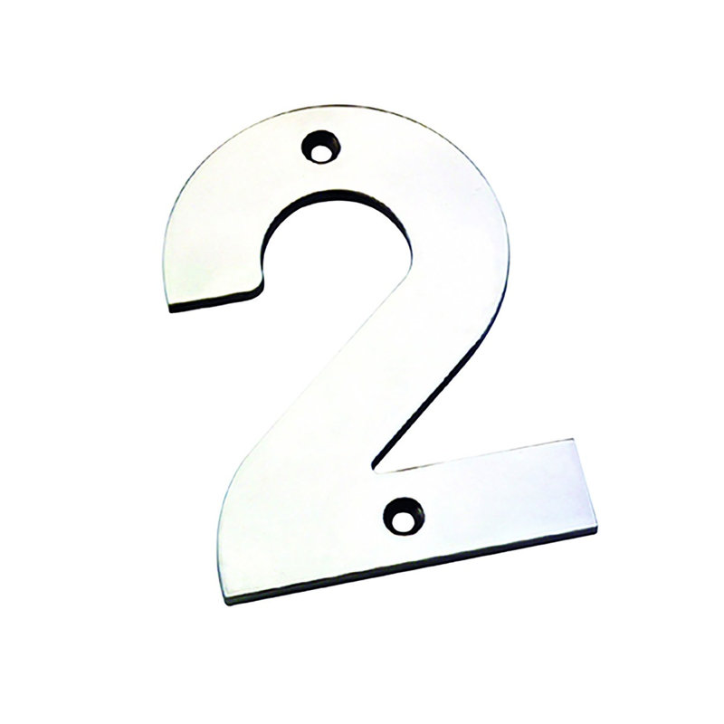 Dollis 10cm H Stainless Steel House Number, 2, Satin Stainless Steel