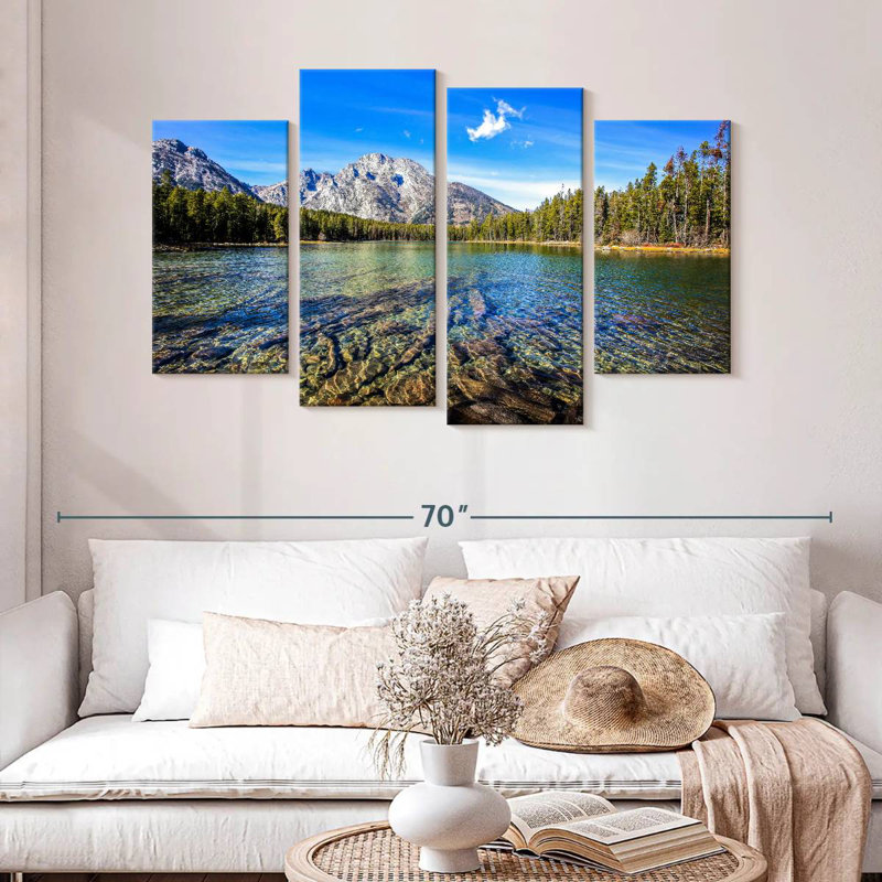 Lac devant Grand Teton, H 32 po x l 52 po