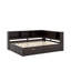 Lit d'angle avec tiroirs et lumières DEL, structure de lit de jour en L en bois massif avec tablettes et port USB-1993876455