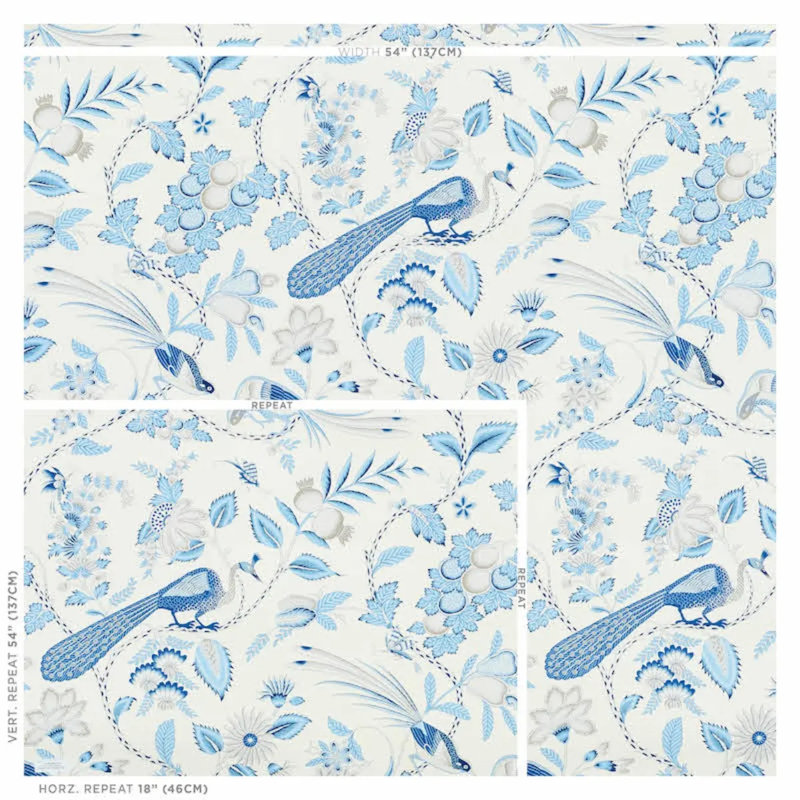 Papier peint campagne, Bleu / gris