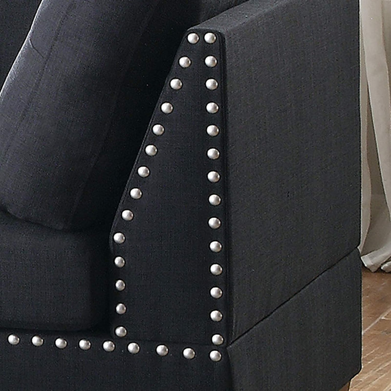 Canapé et méridienne réversible avec repose-pieds Ridwan, Mélange de polyester noir, L 104 po x P 75 po