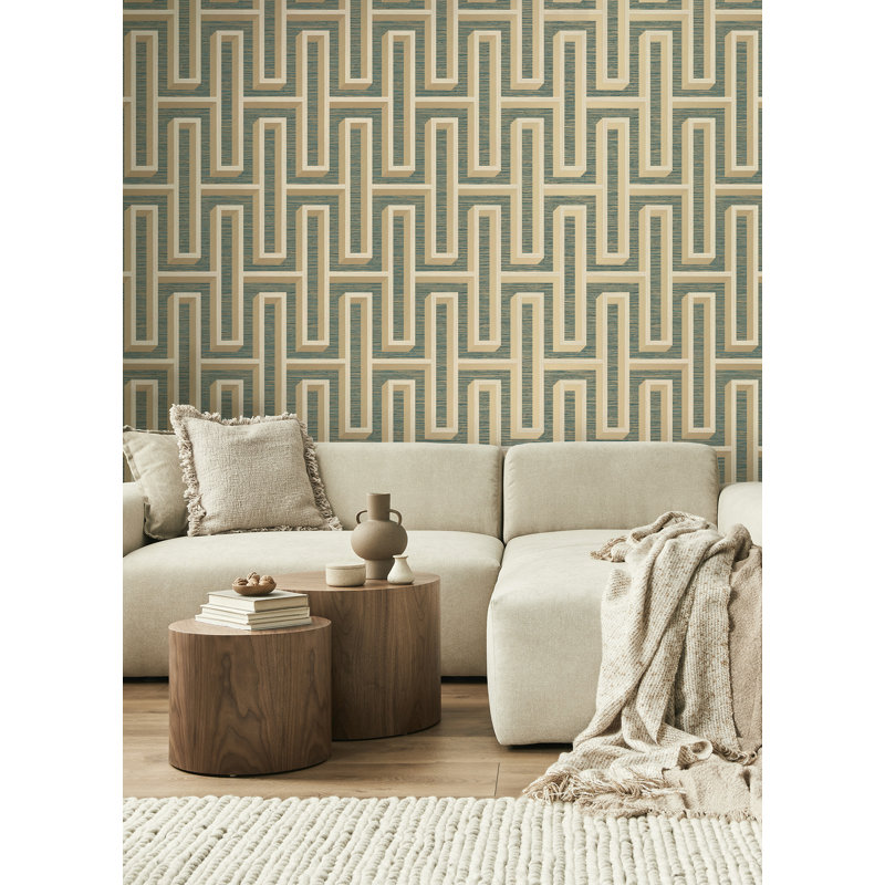 33' L x 20.5" W Wallpaper Roll, Blue