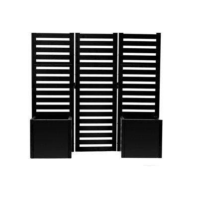 Écran d'intimité à 3 sections avec jardinières, paravent extérieur en métal pour patio et cour, cloisons autoportantes avec 4 lits de jardin surélevés pour terrasse ou cour arrière, 51 po x 70 po x 28 po