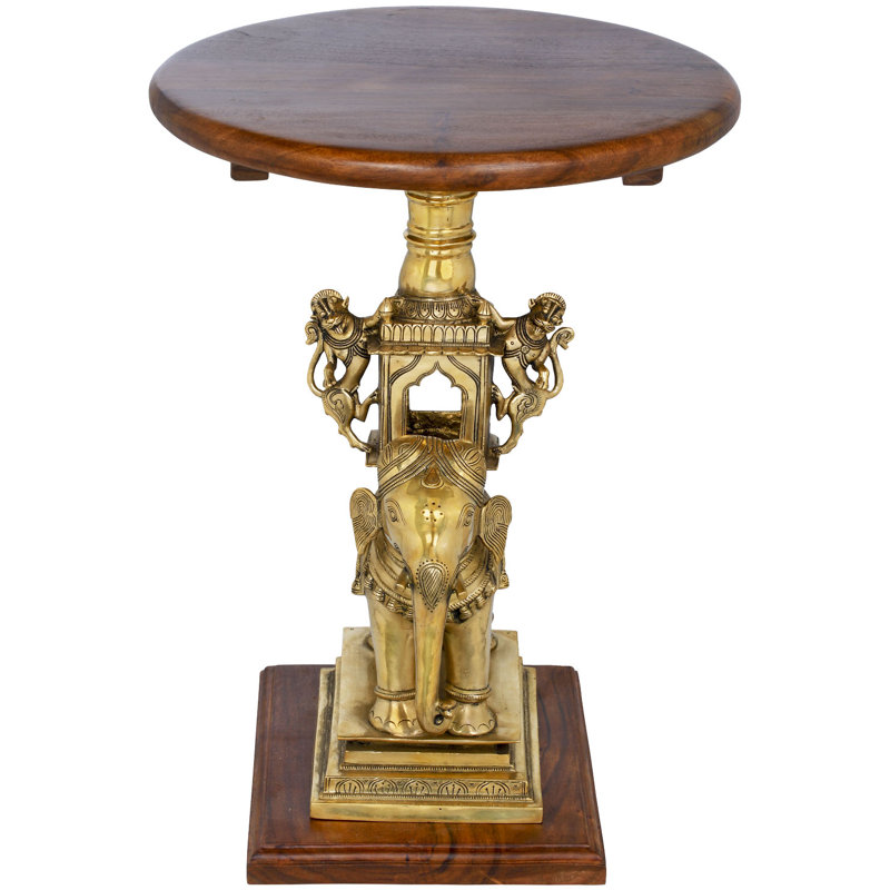 Table en bois sur éléphant et support Yali Palki