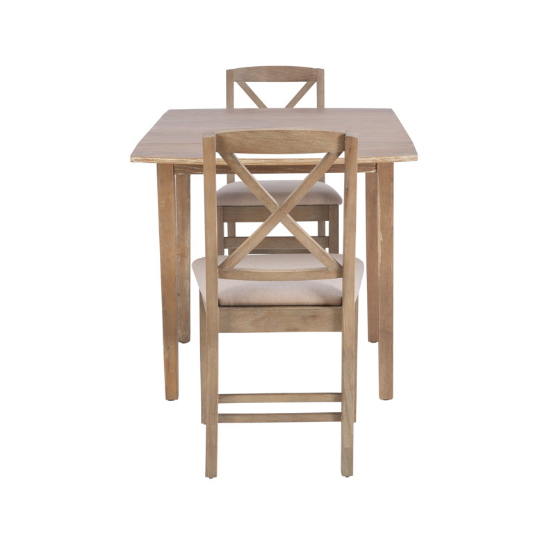 Aitana Drop Leaf 3-Piece Dining Set, Grey Wash