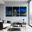 Cités et pays, paysage urbain, nuit, réflexions, ensemble de 3 impressions sur toile-1839643002