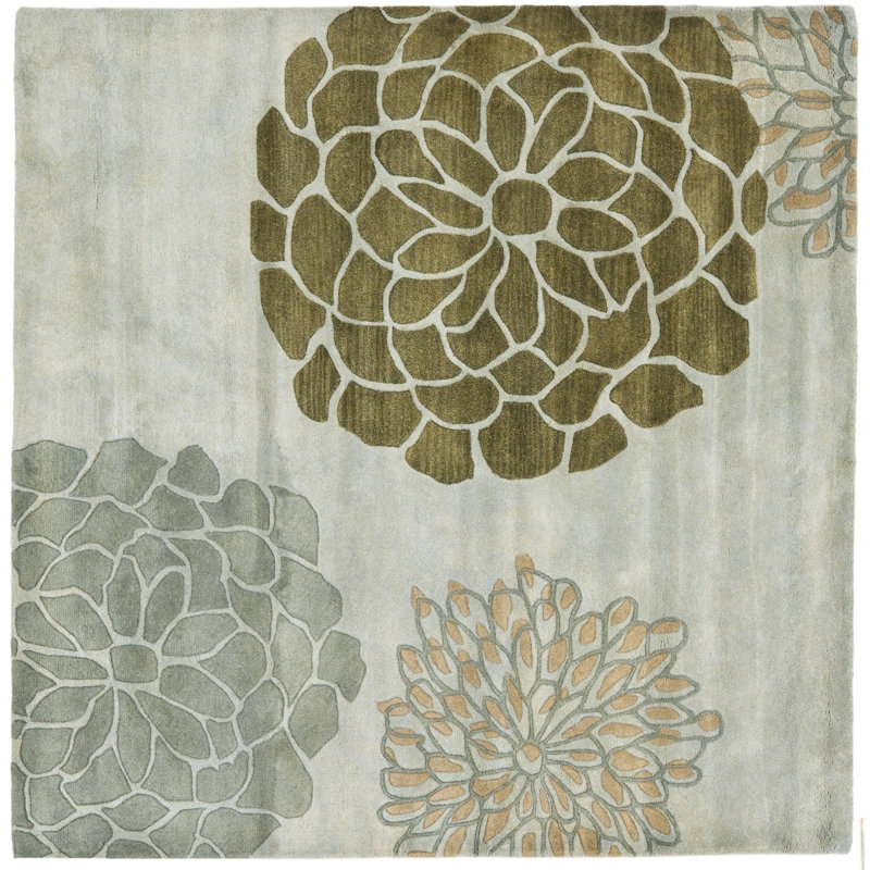 Soho Hand Tufted Wool Floral Rug, Square 8'