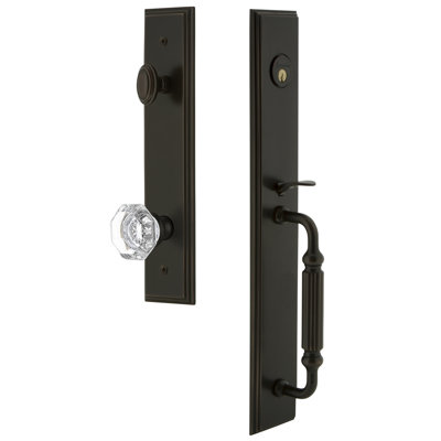 Carré One-Piece Handleset with Single Cylinder Deadbolt and F Grip with Chambord Crystal Knob
