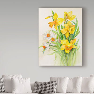 Deetra 'Daffodils Springs Calling Card' Acrylic Painting Print on Wrapped Canvas