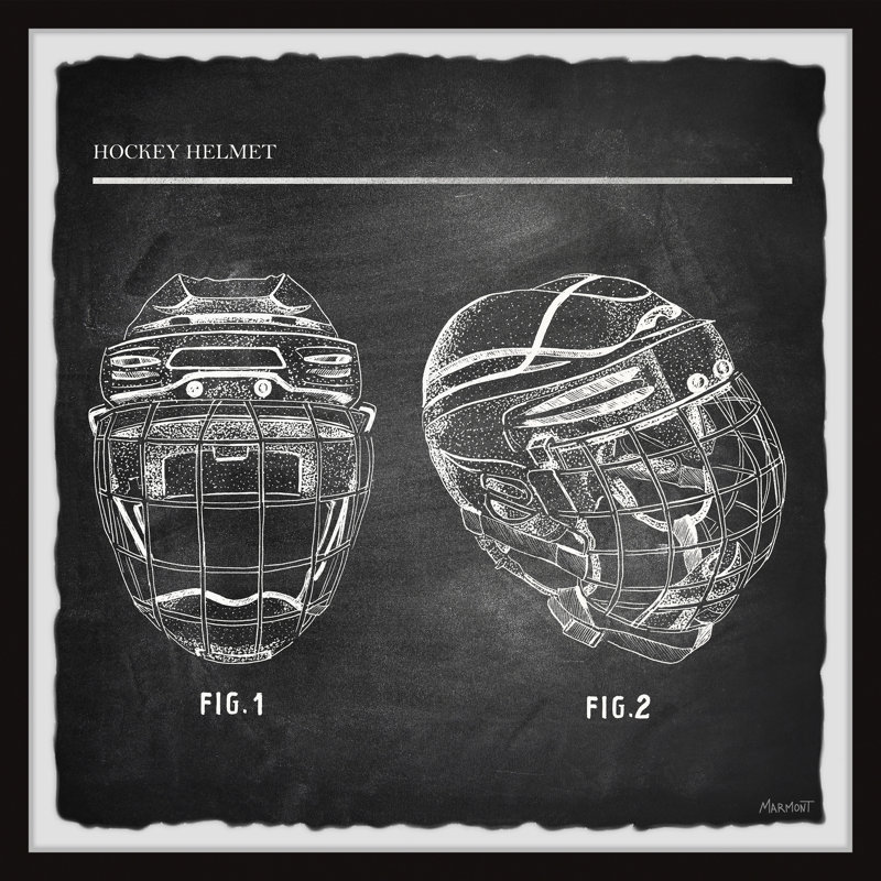 «Hockey Helmet Blueprint II», reproduction sur papier encadrée, H 24 po x l 24 po x P 1,5 po