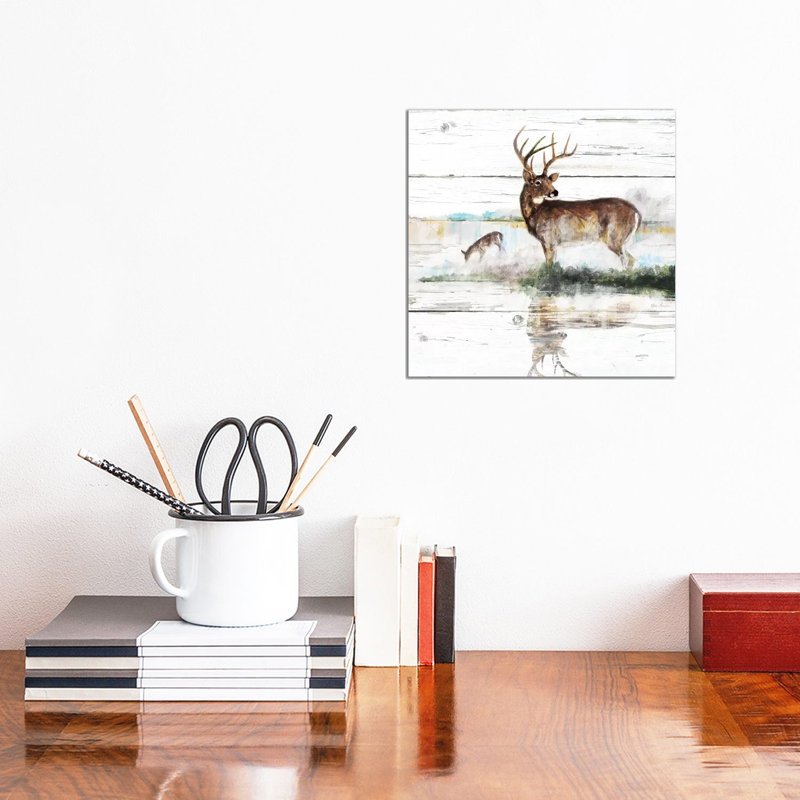 Rustic Misty Deer by Ruane Manning - Gallery-Wrapped Canvas Giclée on Canvas, 30.48 cm H x 30.48 cm W, Canvas