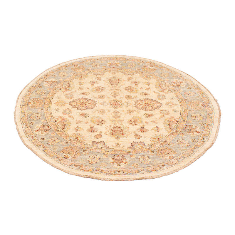 Tapis unique en laine noué à la main 6 pi One-of-a-Kind Kitzmiller de couleur crème / brun