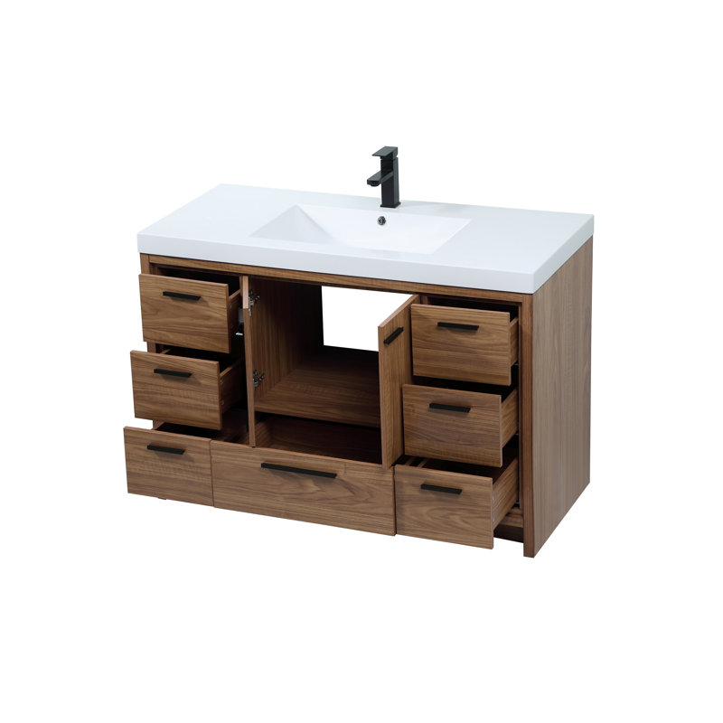 Enfield 48'' Single Bathroom Vanity with Top, Walnut Brown