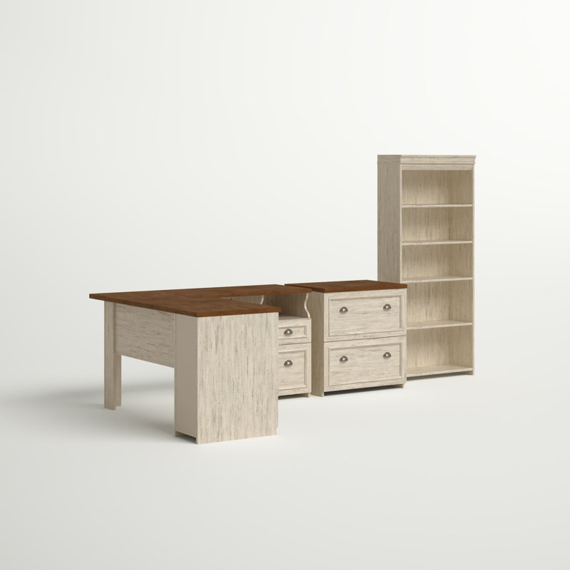 Huckins 3 Piece Computer Desk Office Set, Off-White
