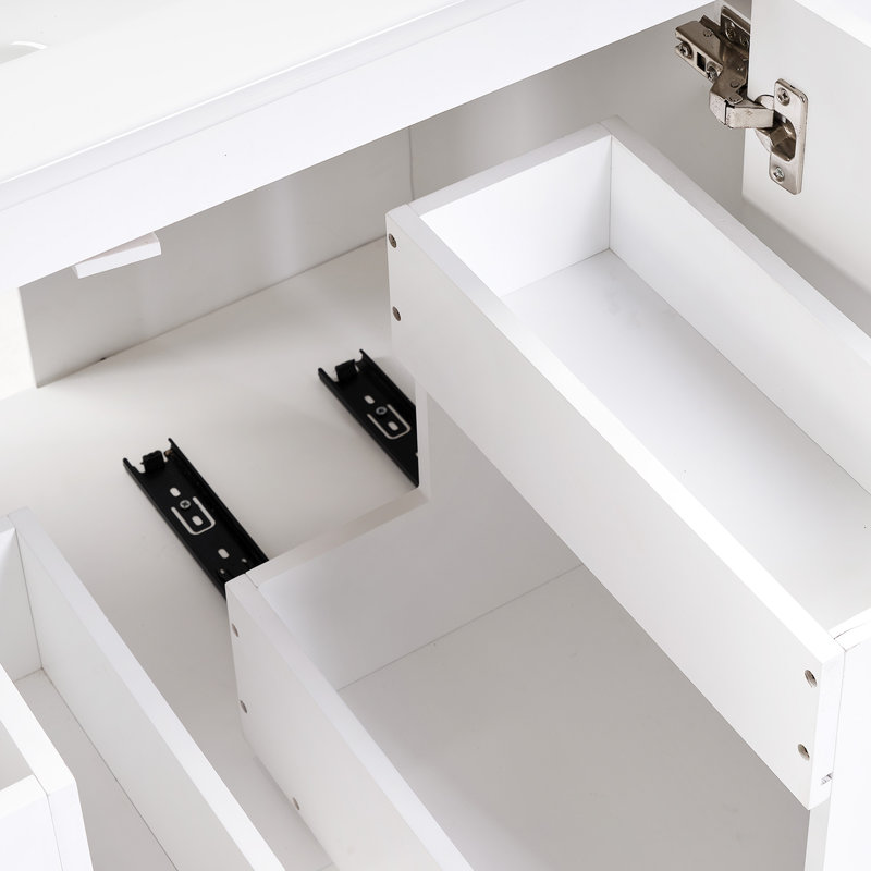 30 Inch Single Bathroom Vanity With Solid Wood Frame, Integrated Ceramic Sink, And 4 Storage Drawers