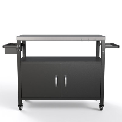 Table de barbecue avec rangement Coolcamp, plateau en acier inoxydable idéal pour la préparation de la cuisine et les grillades