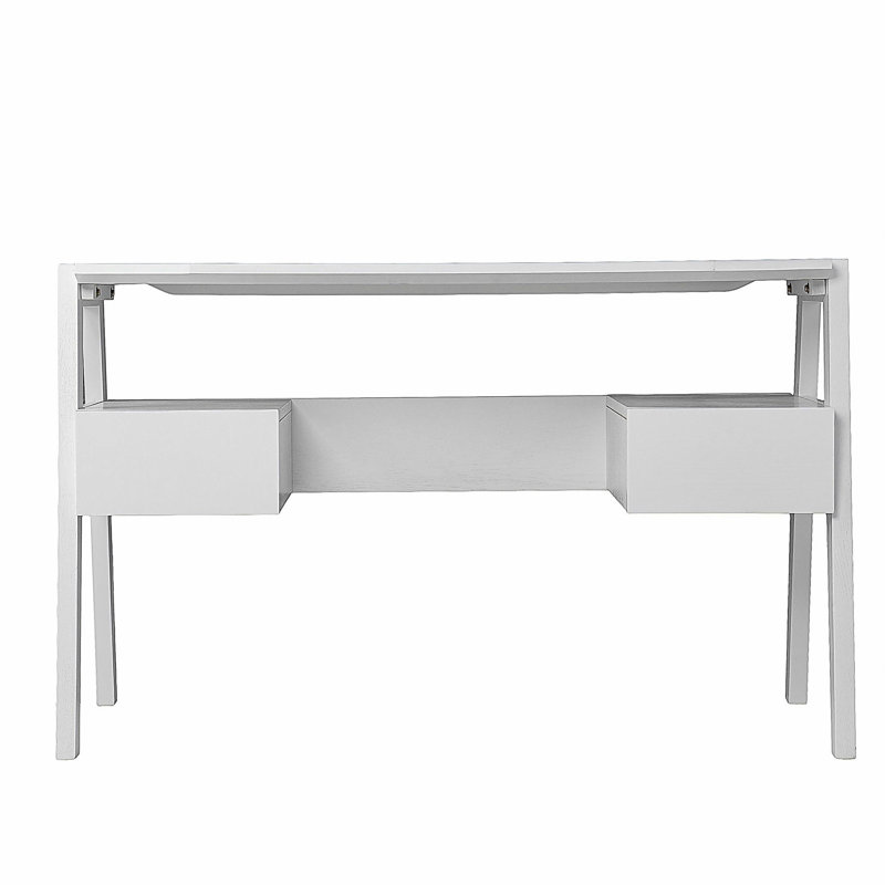 Bureau d'écriture moderne avec rangement Clyden Midcentury - blanc