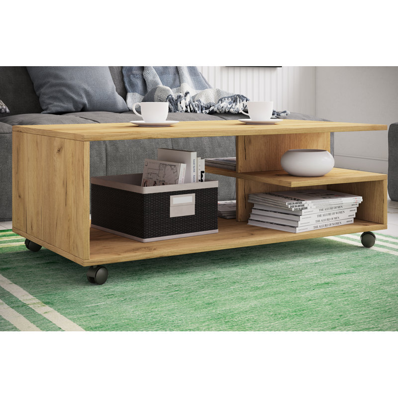Ailbe Coffee Table with Storage, Oak Wood