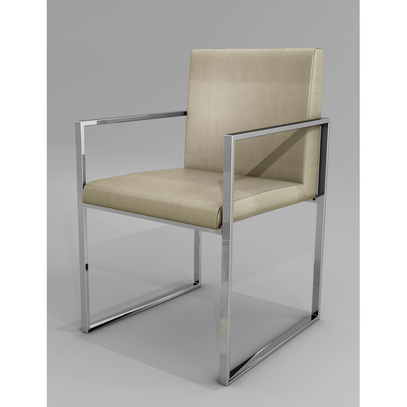 Modern Grey Chair with Stainless Steel Legs, Chrome, Gray