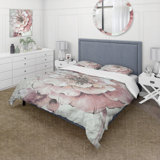 Indigold Shabby Peonies Pink - Farmhouse Duvet Cover Set - Microfiber Polyester
