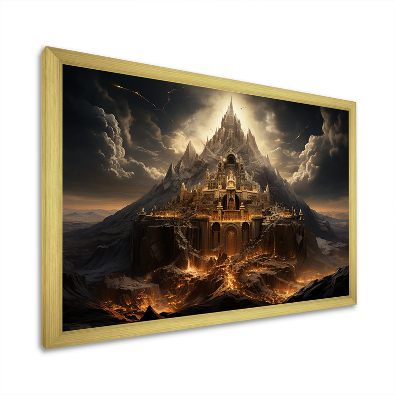 Judaïsme, Mont Moriah, sommet sacré, mystère clair de lune II sur toile, Cadre doré simple, H 24 po x l 32 po x P 1 po
