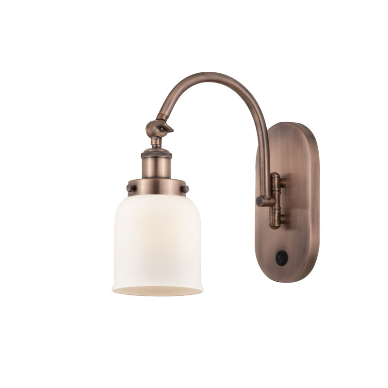 Shauna Bell 5" 1 Light 5" Sconce With Swivel Arm, Matte White, LED, Antique Copper