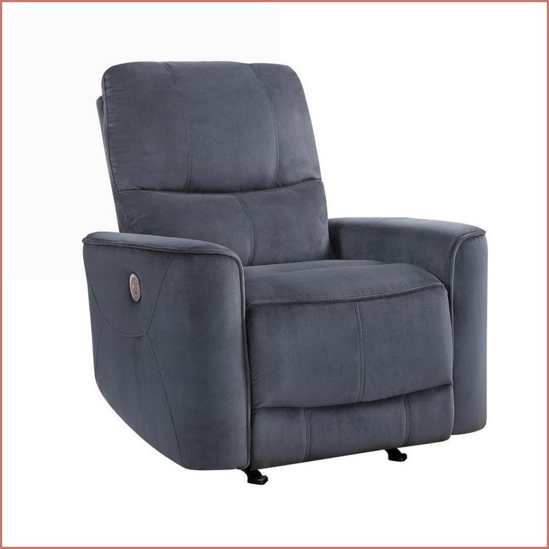 Fauteuil inclinable électrique berçant inclinable moderne en velours gris foncé Recliners | Cadre en bois massif