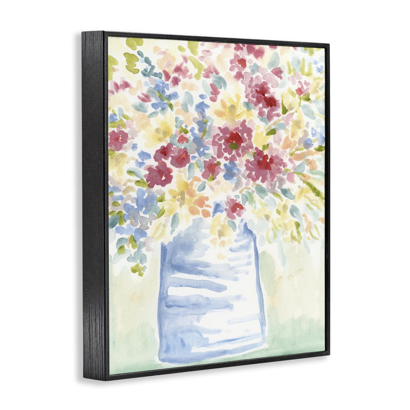  Soft Country Blossoms Grey Framed Giclee Art by June Erica Vess, 20" H x 16" W, Giclée encadrée noir minuit