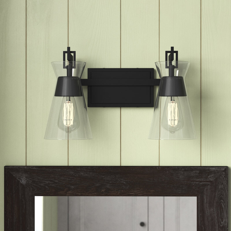 Kesia 2-Light Bathroom Vanity Light in Black, Black, 2 Lights, 9.5" H x 16" W x 16" D