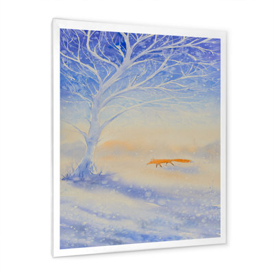 «Orange Fox in Winter Scene», reproduction d'art sur toile