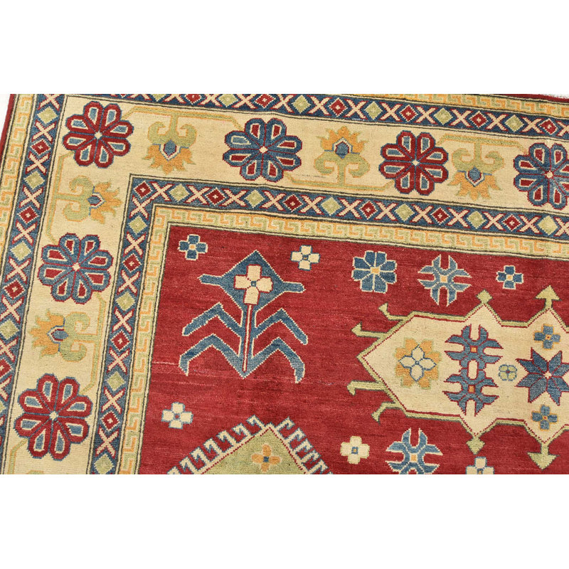 Tapis oriental rouge en laine noué à la main Nabeel