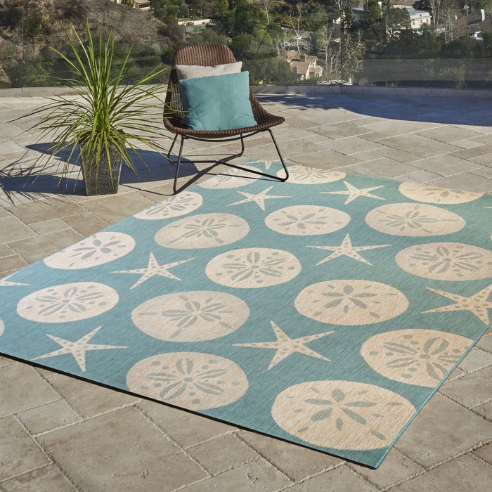 Gertmenian Paseo Starfish Oasis Blue/Beige Nautical Sand Dollar ...