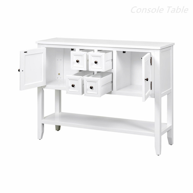 Console rétro avec quatre petits tiroirs, Blanc