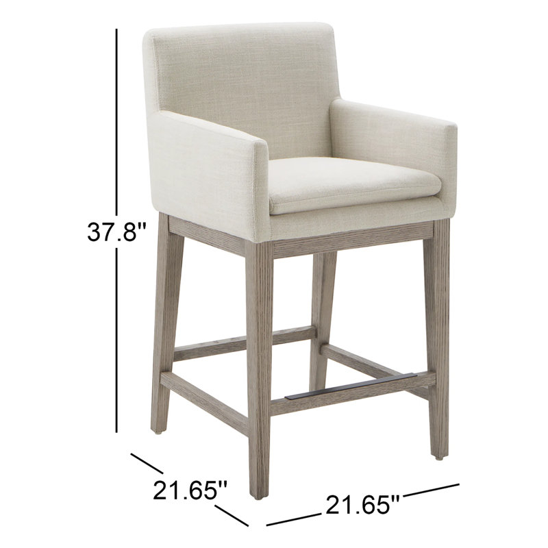 Tabouret de comptoir avec accoudoirs Bethea, Lin Performance Effie