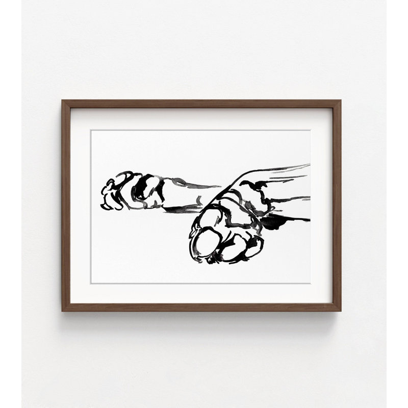 Reproduction de dessin noir et blanc pour animal de compagnie, décoration murale patte encadrée, art mural patte de chien, impression de dessin de chien simple, croquis de chien, art mural encadré 42 x 56 po