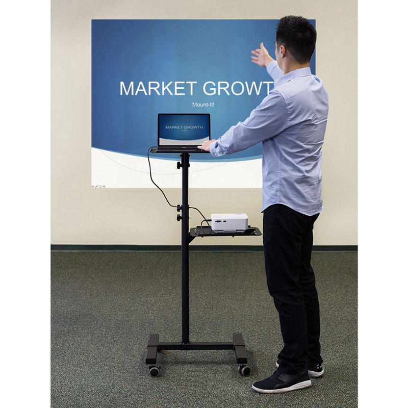 Mount-It! Mobile Projector and Laptop Stand with 2 Shelves, Rolling Cart