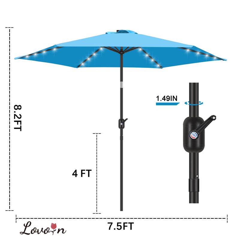 Parasol de marché lumineux Boxwell, Bleu ciel, H 98,4 po x l 90 po x P 90 po