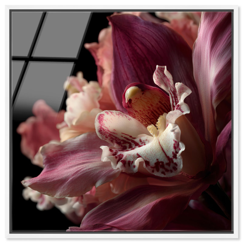 Velvet Labellum High-Gloss Frameless Acrylic Glass Wall Art Floral & Botanical Print by Oliver Gal, Ready to Hang, 12 x 12