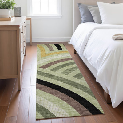 Tapis mid-century moderne lavable à la machine intérieur / extérieur Chantille ACN2467